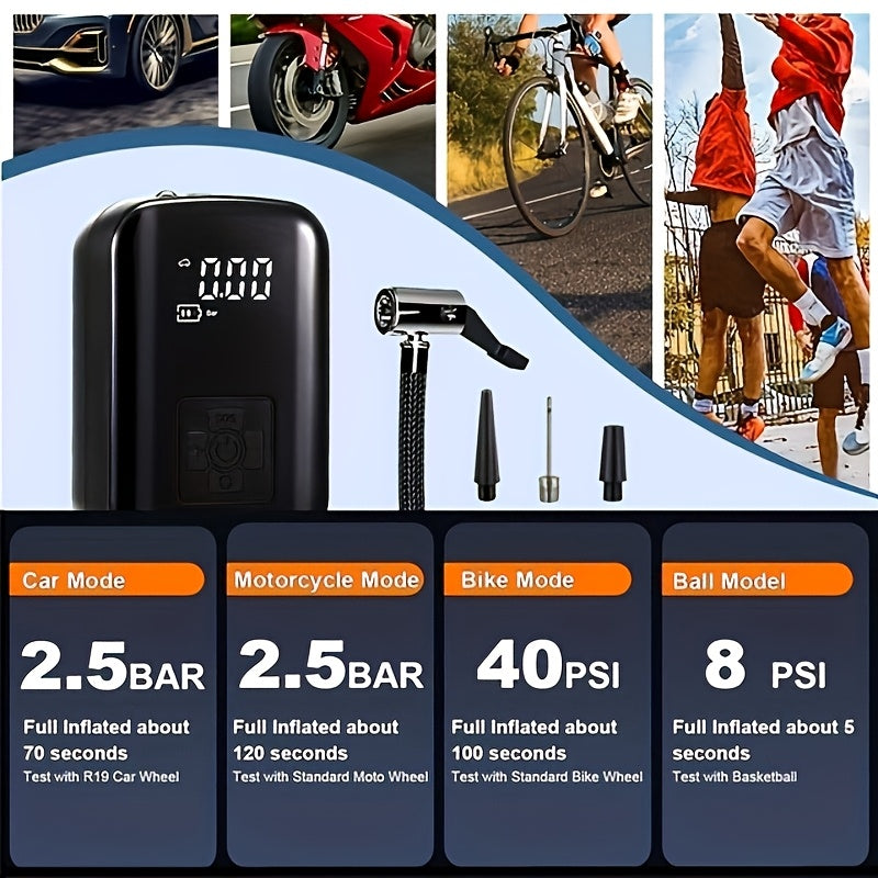 Komfortabler Mini-Kompressor mit LED-Beleuchtung und Digitalanzeige