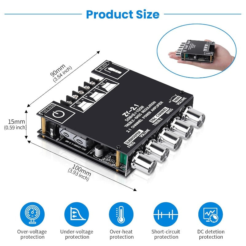 Vielseitiger 2.1 Kanal Bluetooth Audioverstärker