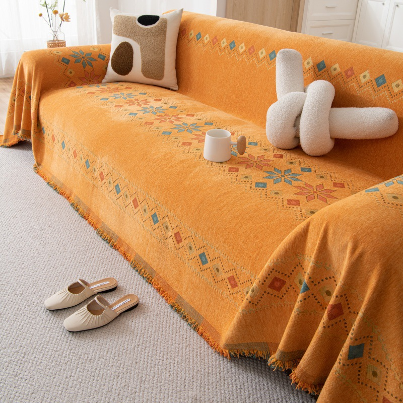 Reversible Sofa Throw with Fringes – Stylish and Cozy