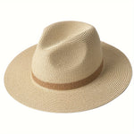 Stylish summer hat with a wide brim made of paper fiber