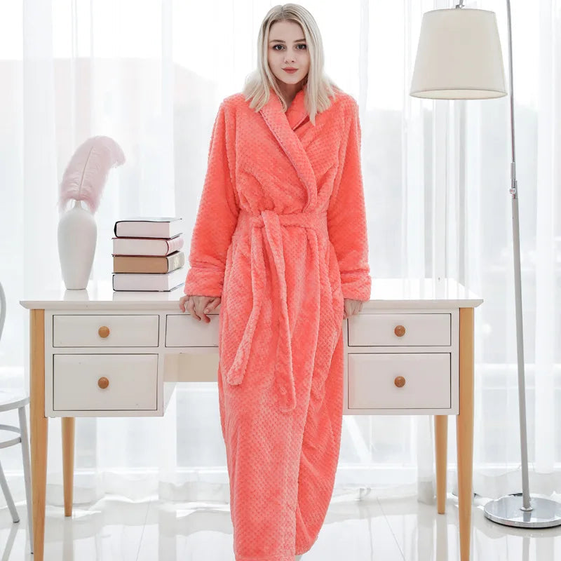 Cozy, long fleece bathrobe