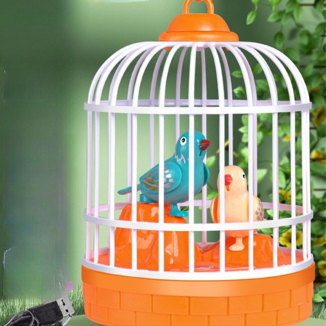 Cage toy with talking birds for children
