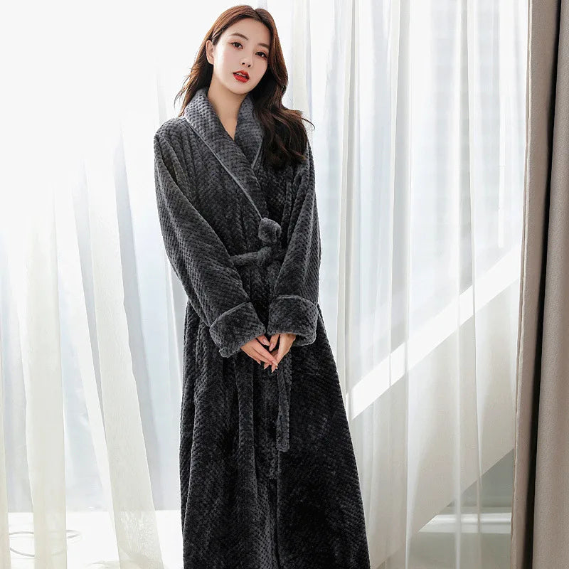 Cozy, long fleece bathrobe