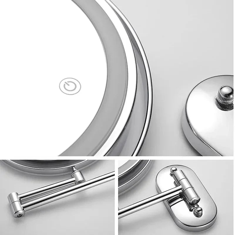 Stylish LED magnifying mirror with chrome finish for precise applications