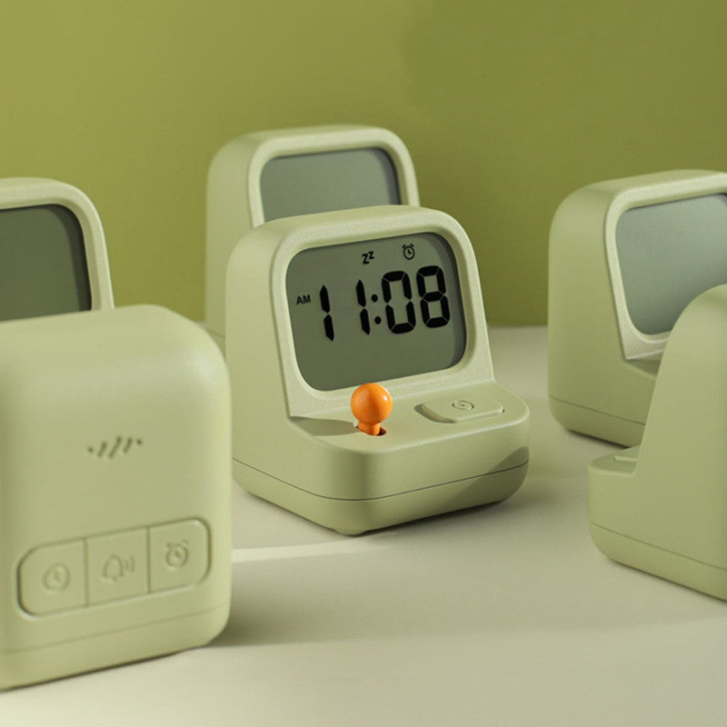 Retro gaming console with alarm clock and timer function