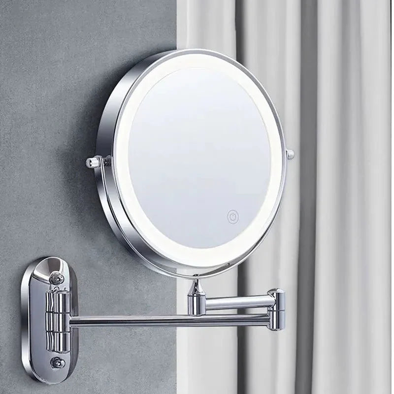 Stylish LED magnifying mirror with chrome finish for precise applications