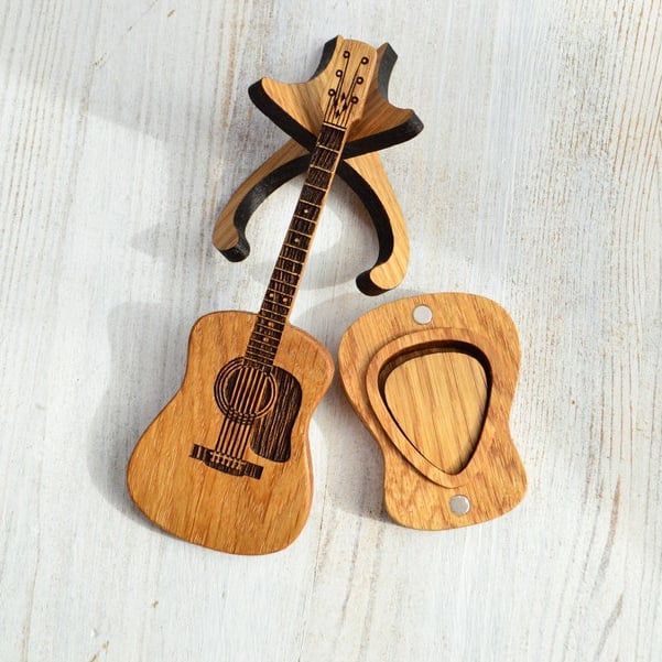 Elegante Holzbox für Gitarrenplektren