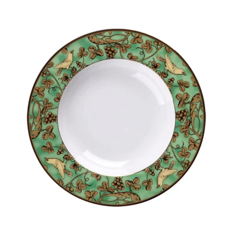 Elegant porcelain dinnerware set with gold accents