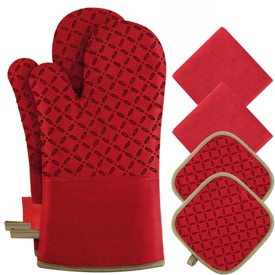 Sicherheits-Handschuhset | Hitzebeständige Silikon-Handschuhe 6-teilig | Bis 260 °C