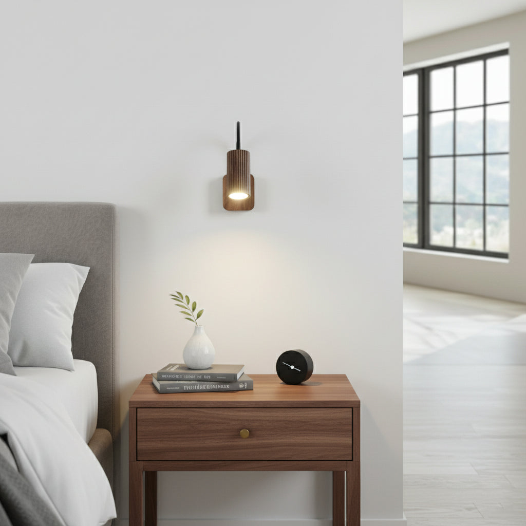 Verstellbare Wandlampe aus Holz – Elegantes Design in Walnuss