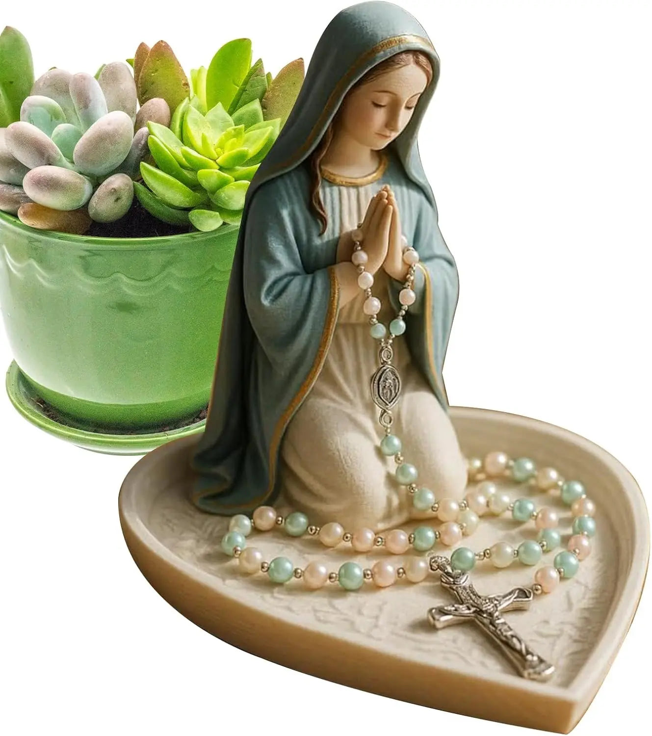 Elegant Rosary Holder with Mary Decor – Spiritual Storage