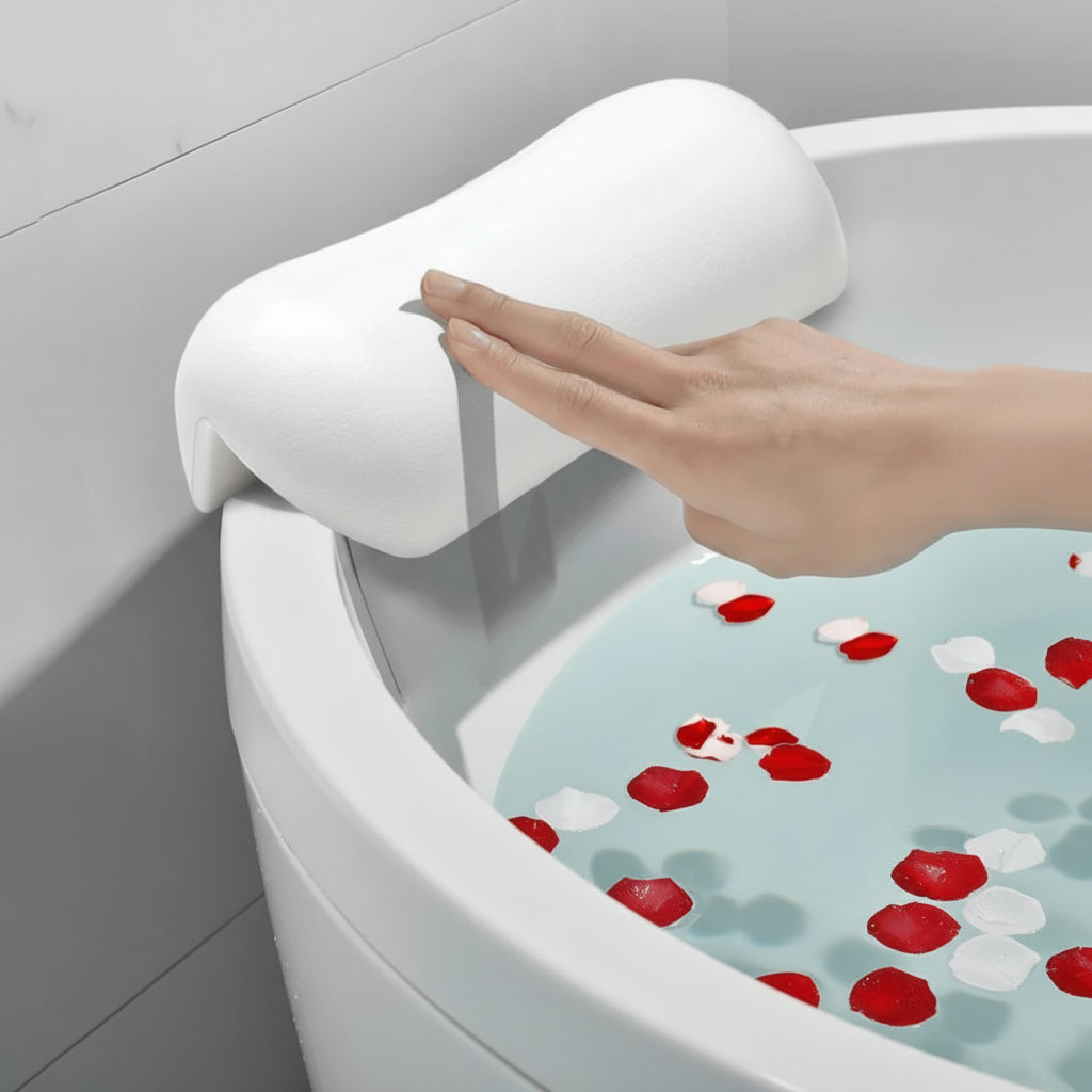 Ergonomic Bath Pillow with Suction Cups – Head and Neck Support
