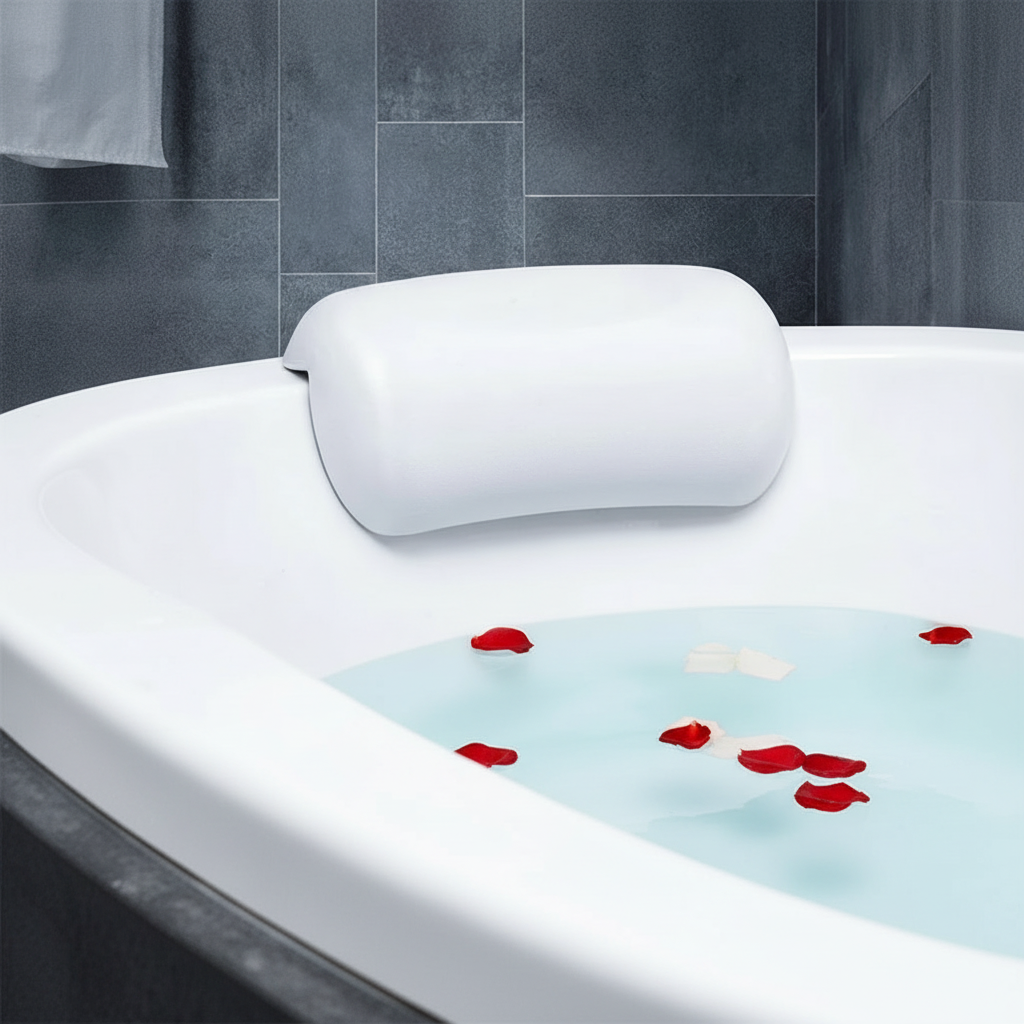 Ergonomic Bath Pillow with Suction Cups – Head and Neck Support