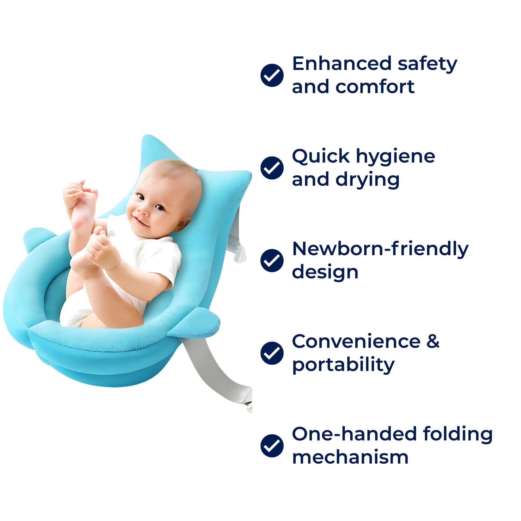 Baby Bath Support – Non-Slip Padding – Quick-Dry Fabric – Safety Sling for Newborns