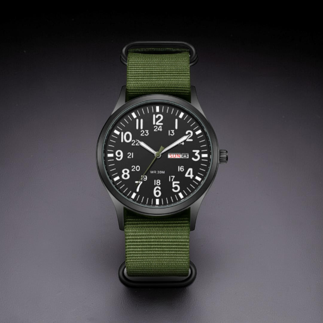 Robust men's watch for adventure and everyday use with nylon strap