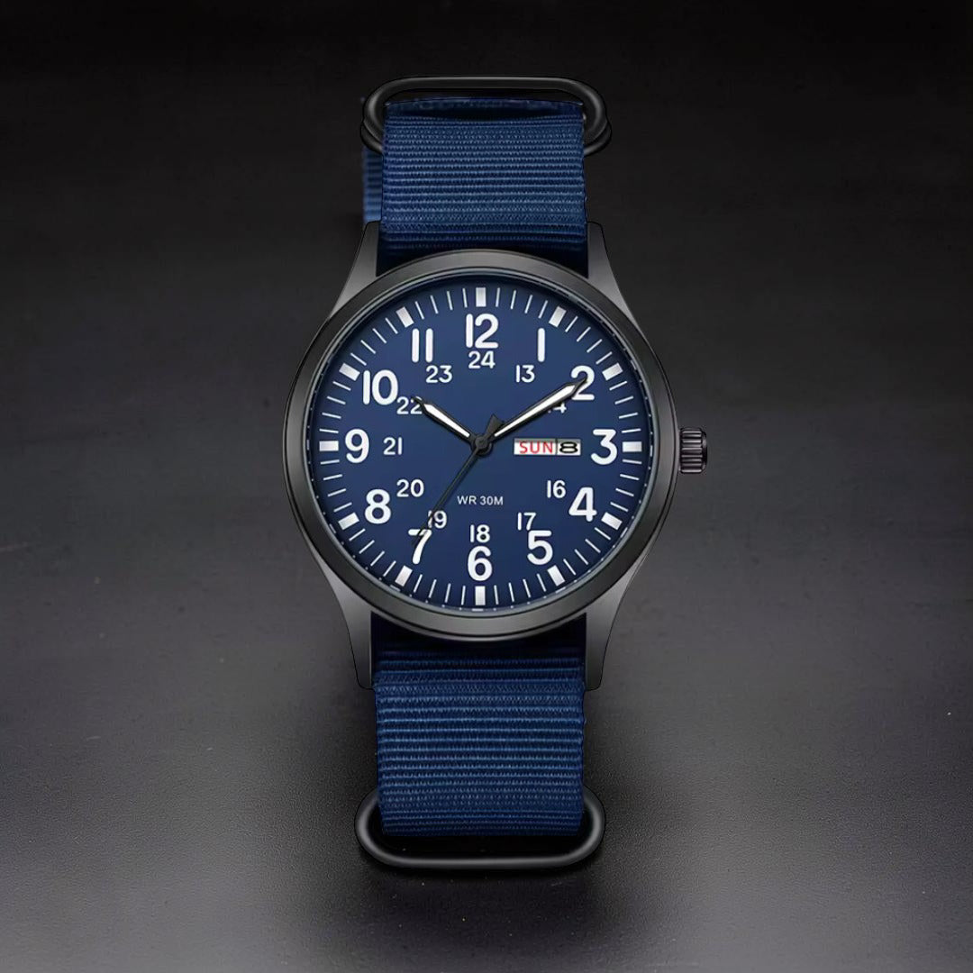 Robust men's watch for adventure and everyday use with nylon strap