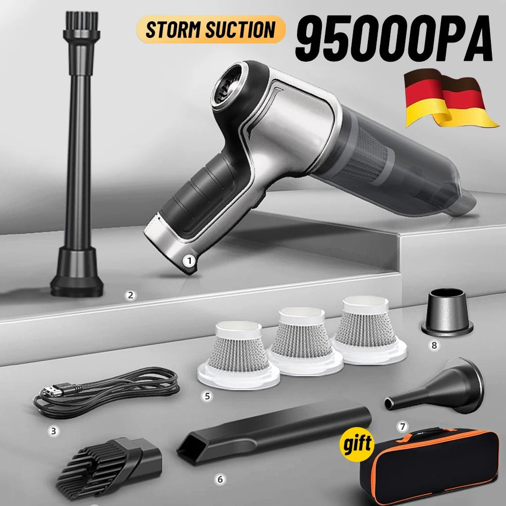 Kabelloser Auto Staubsauger mit 95000PA Saugkraft – Leicht und Leise