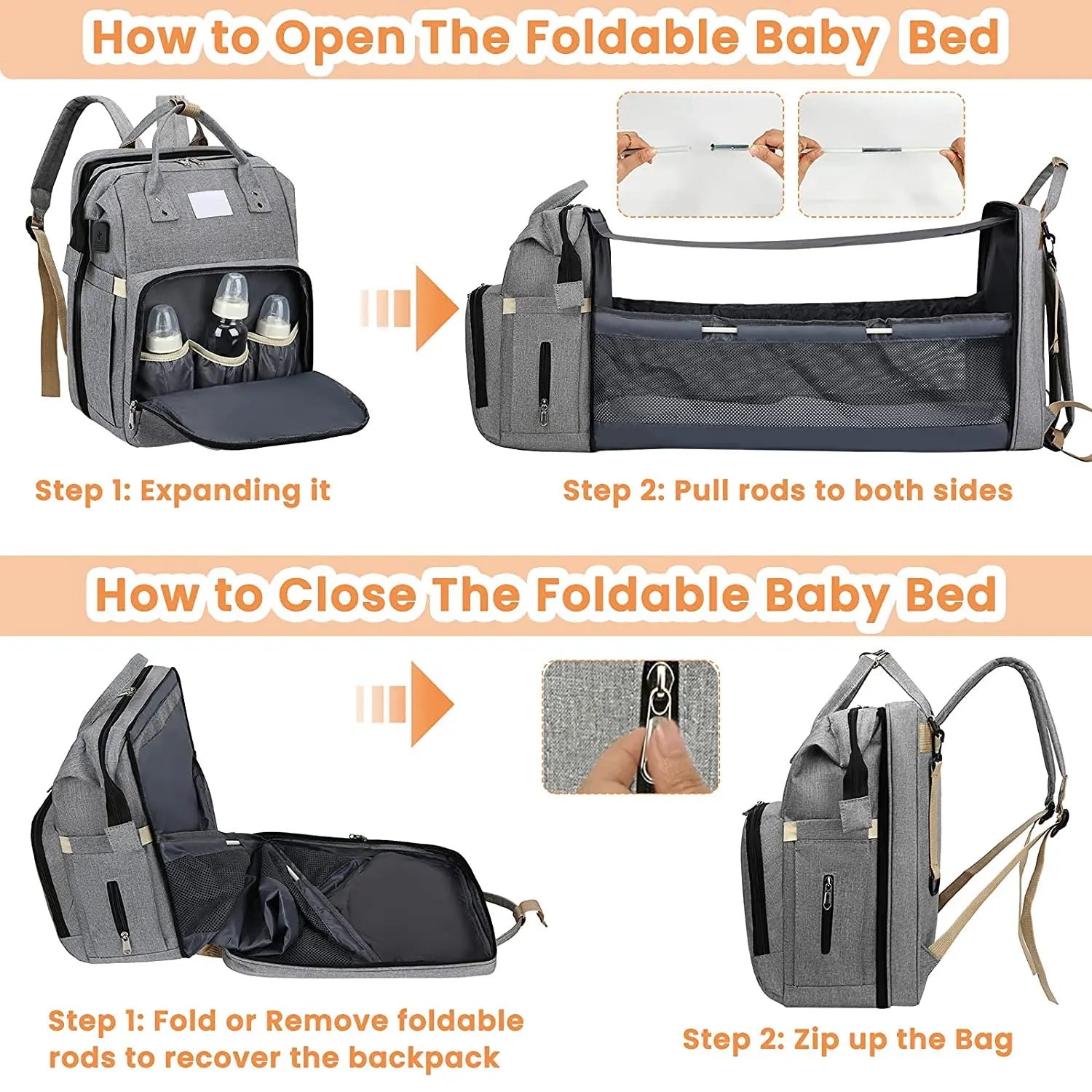 Multifunktionaler Baby-Rucksack - Stilvoll und Praktisch
