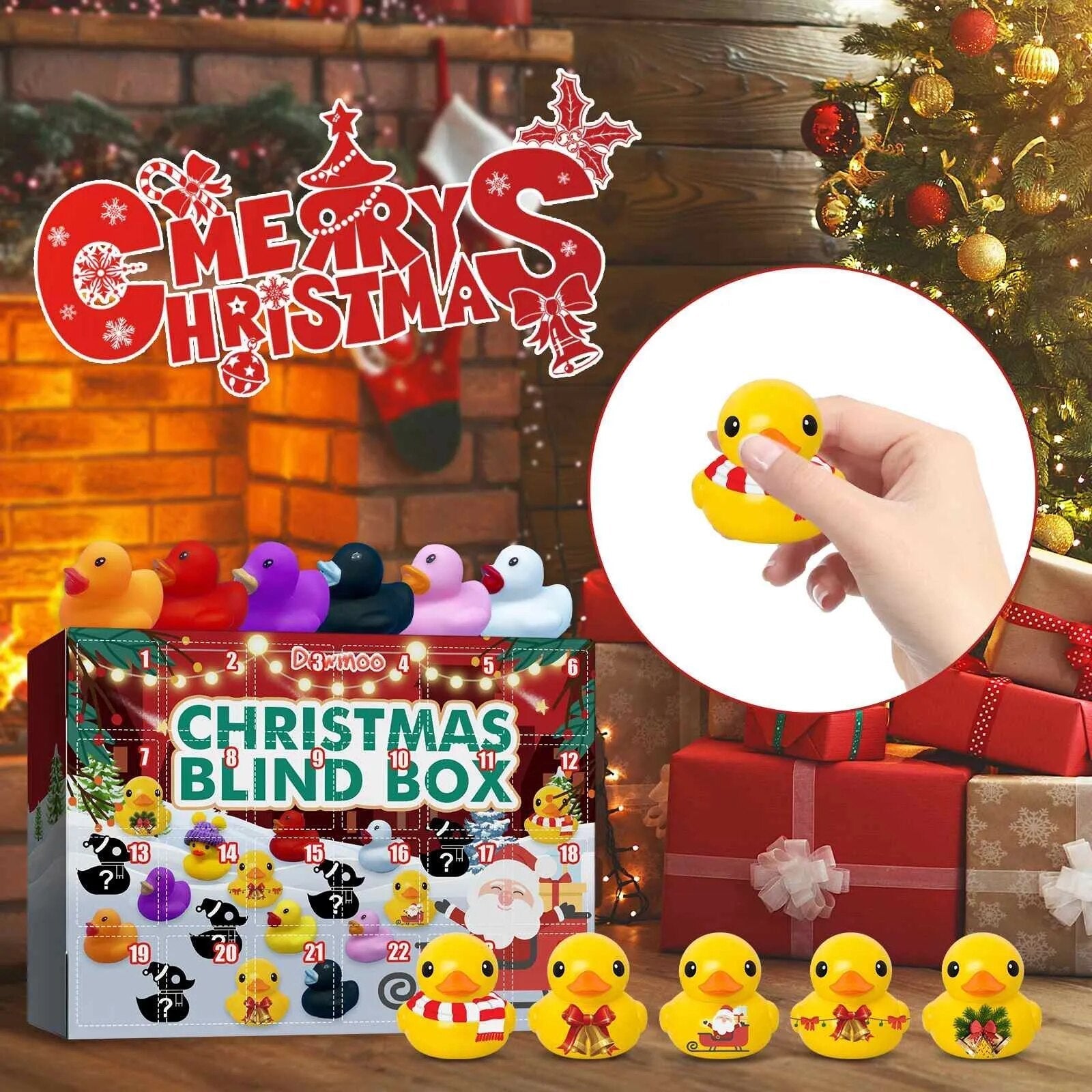 Weihnachtlicher Badeente Adventskalender 2024 mit 24 Überraschungen