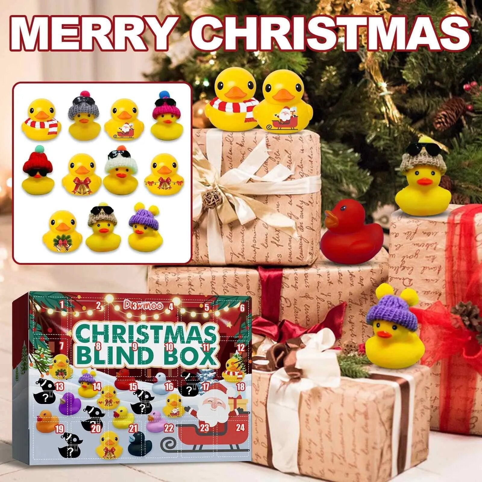 Weihnachtlicher Badeente Adventskalender 2024 mit 24 Überraschungen