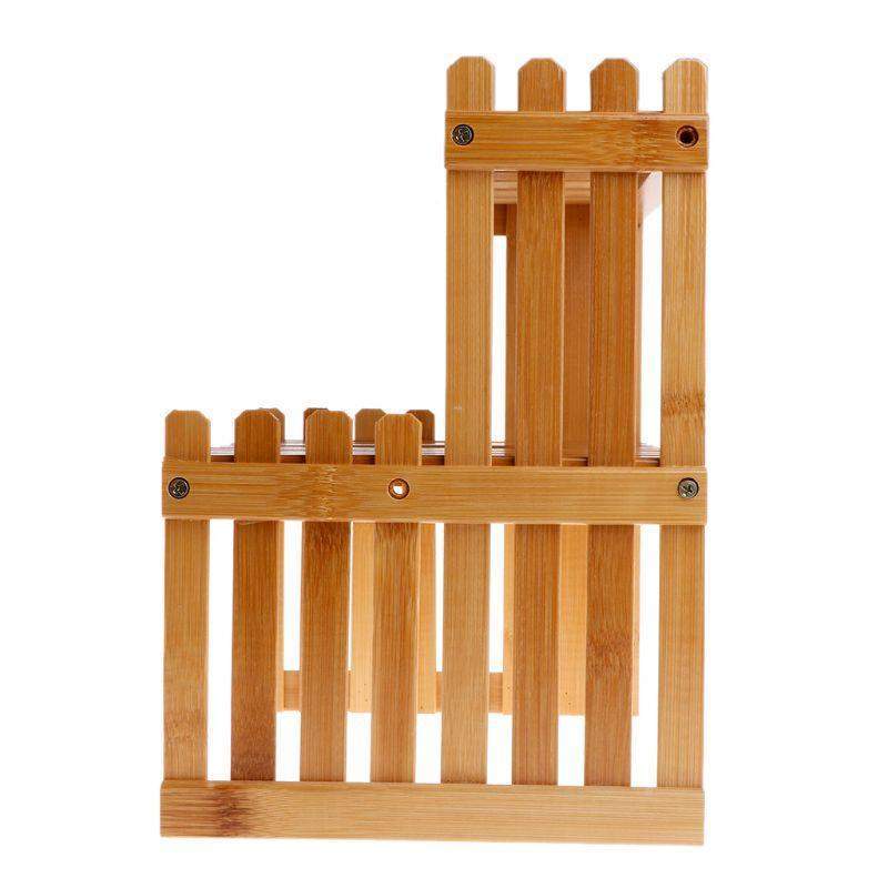 Bamboo Plant Shelf with Flowers