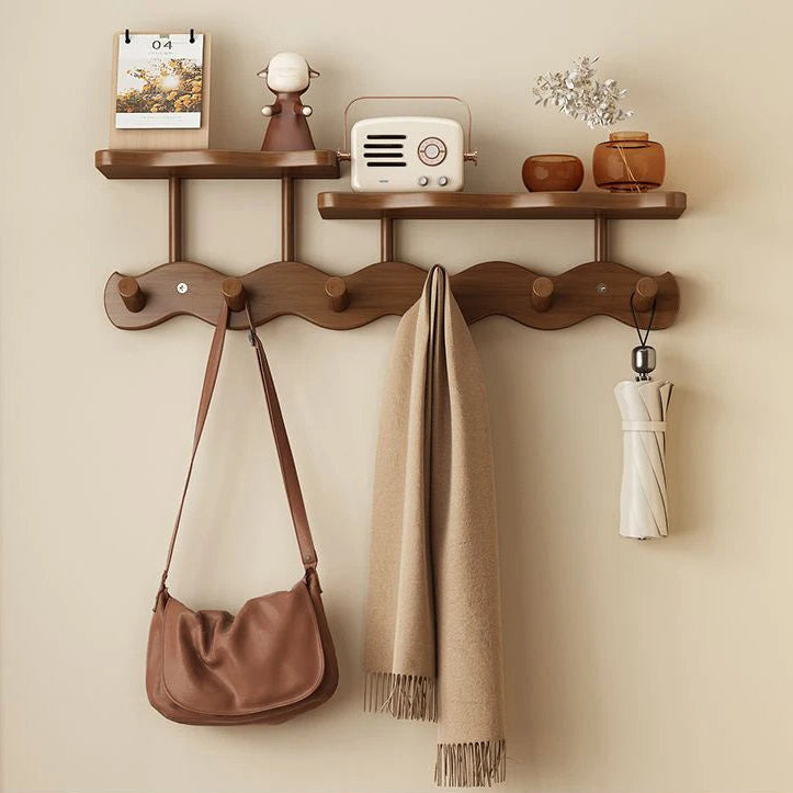 Elegant natural wood wall coat rack for your hallway