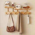 Elegant natural wood wall coat rack for your hallway