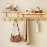 Elegant natural wood wall coat rack for your hallway