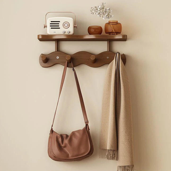 Elegant natural wood wall coat rack for your hallway