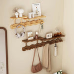 Elegant natural wood wall coat rack for your hallway