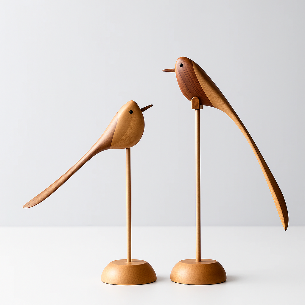 Elegant Wooden Sculptures in Scandinavian Style – Set of 2 for Your Home