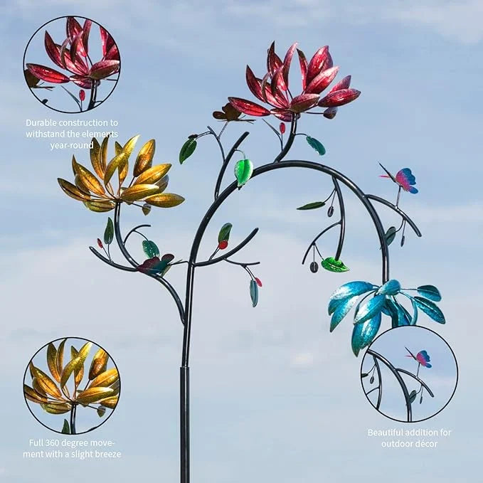 Fascinating Summer Wind Spinner with Colorful Flowers