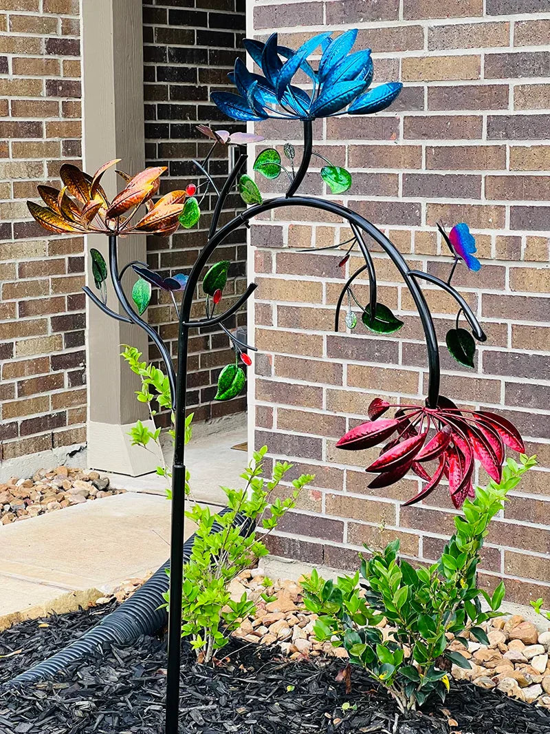 Fascinating Summer Wind Spinner with Colorful Flowers