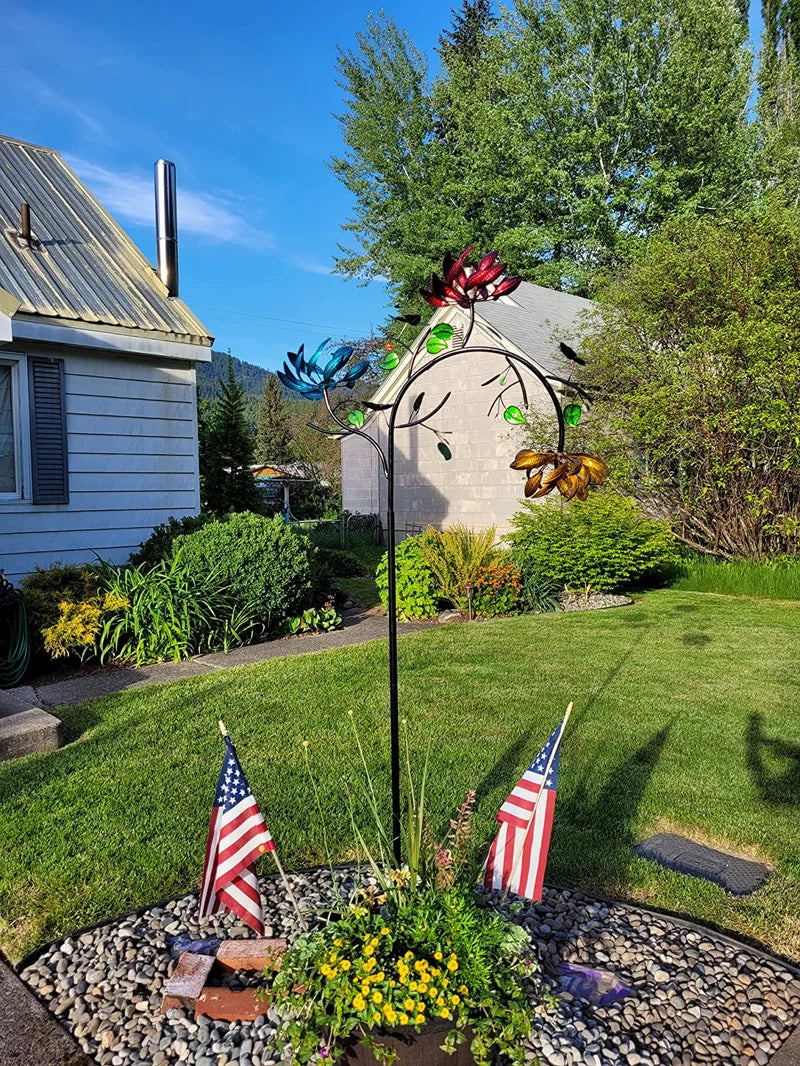 Fascinating Summer Wind Spinner with Colorful Flowers