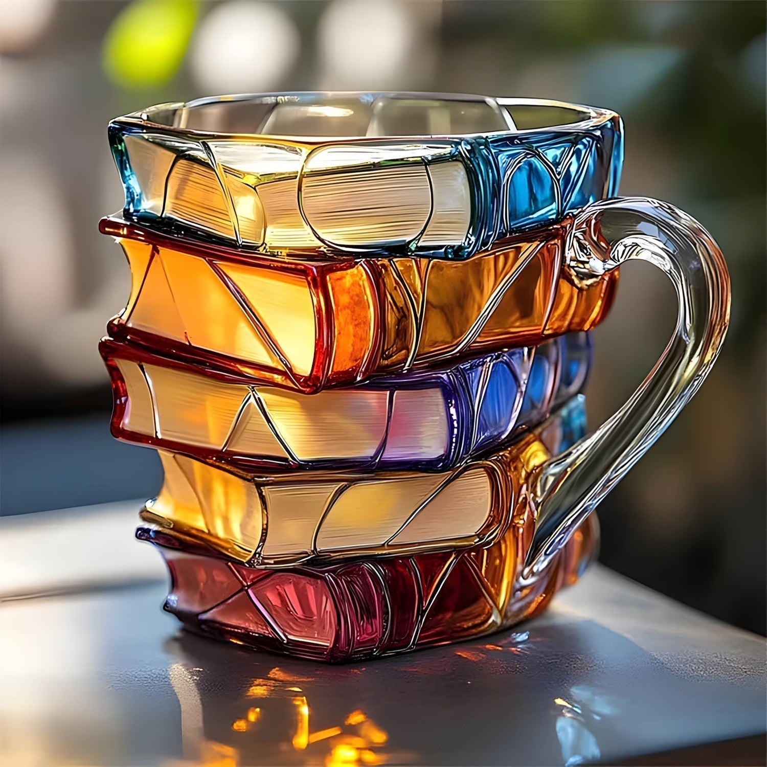 Kreativer Becher im 3D Buchdesign – Handgemacht & Bunt