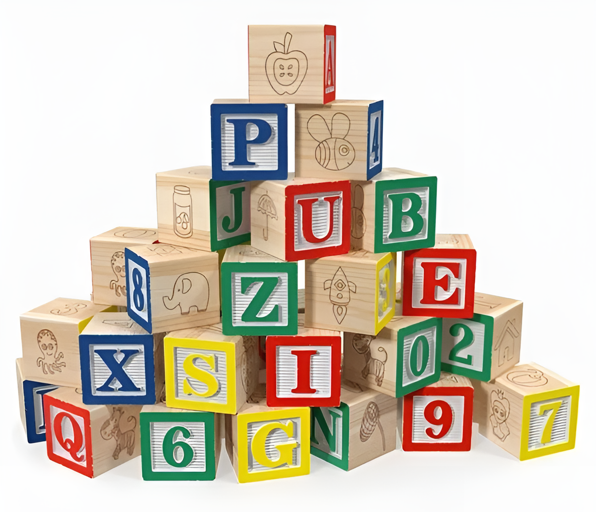 Beliebte Montessori ABC Bauklötze aus Holz