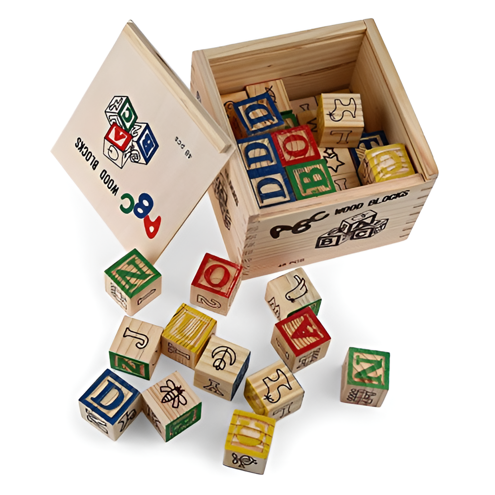 Beliebte Montessori ABC Bauklötze aus Holz