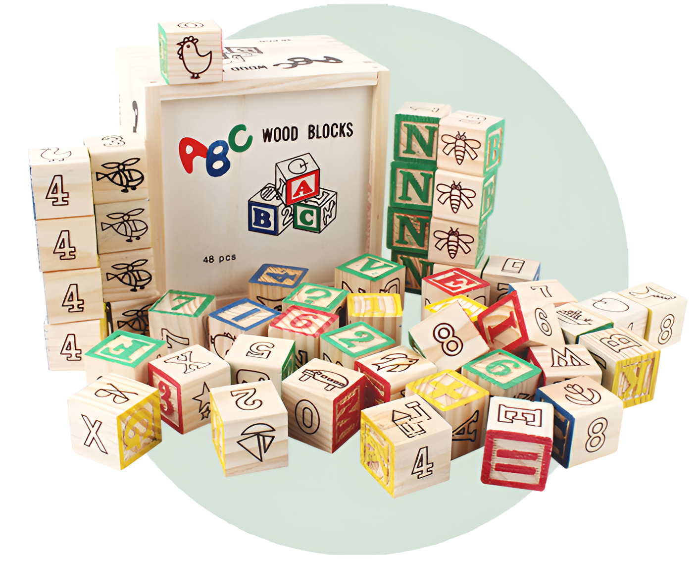 Beliebte Montessori ABC Bauklötze aus Holz