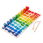 Wooden play board for promoting skills according to Montessori principles