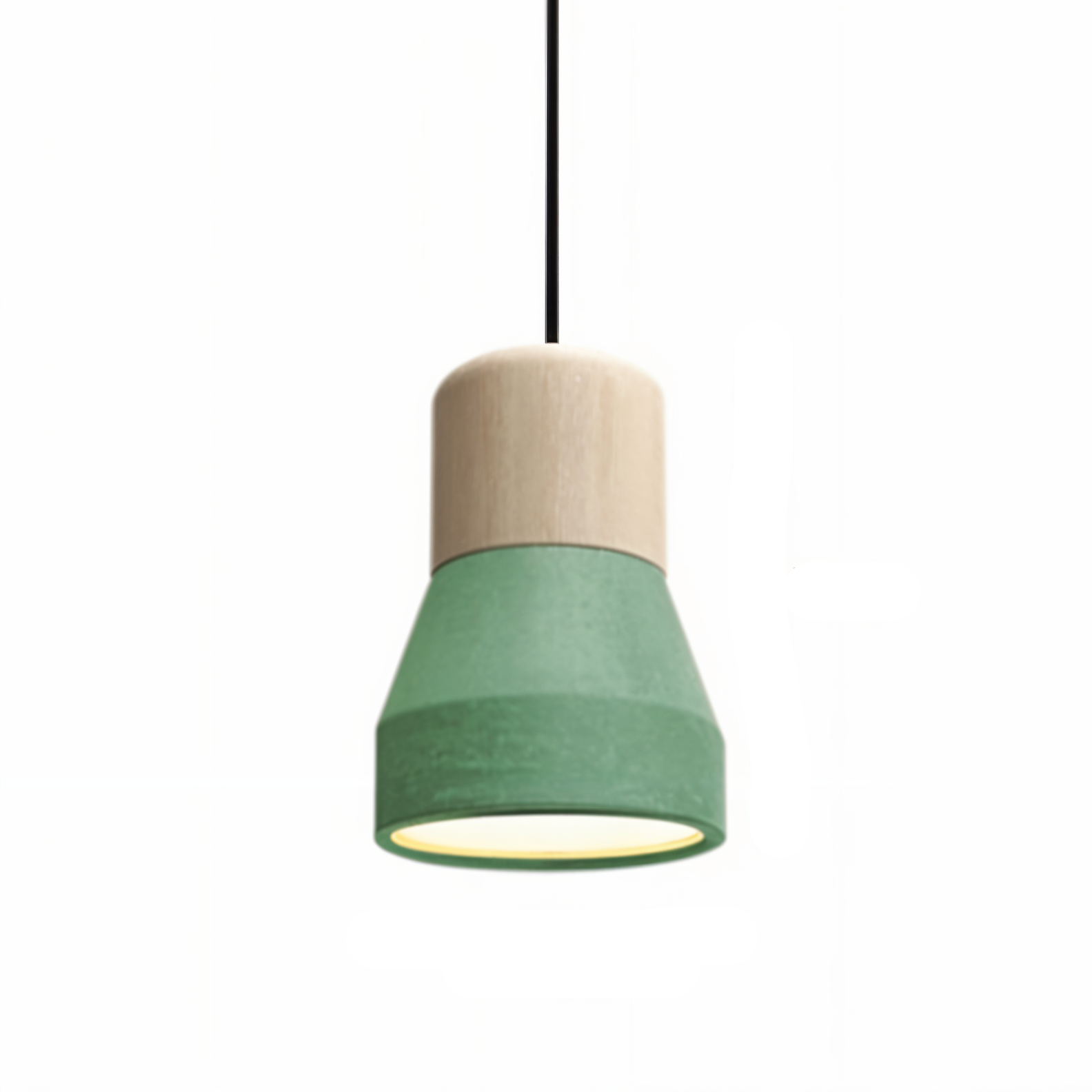 Moderne Pendelleuchte – Verstellbare Leuchte mit Holz- und Betonelementen