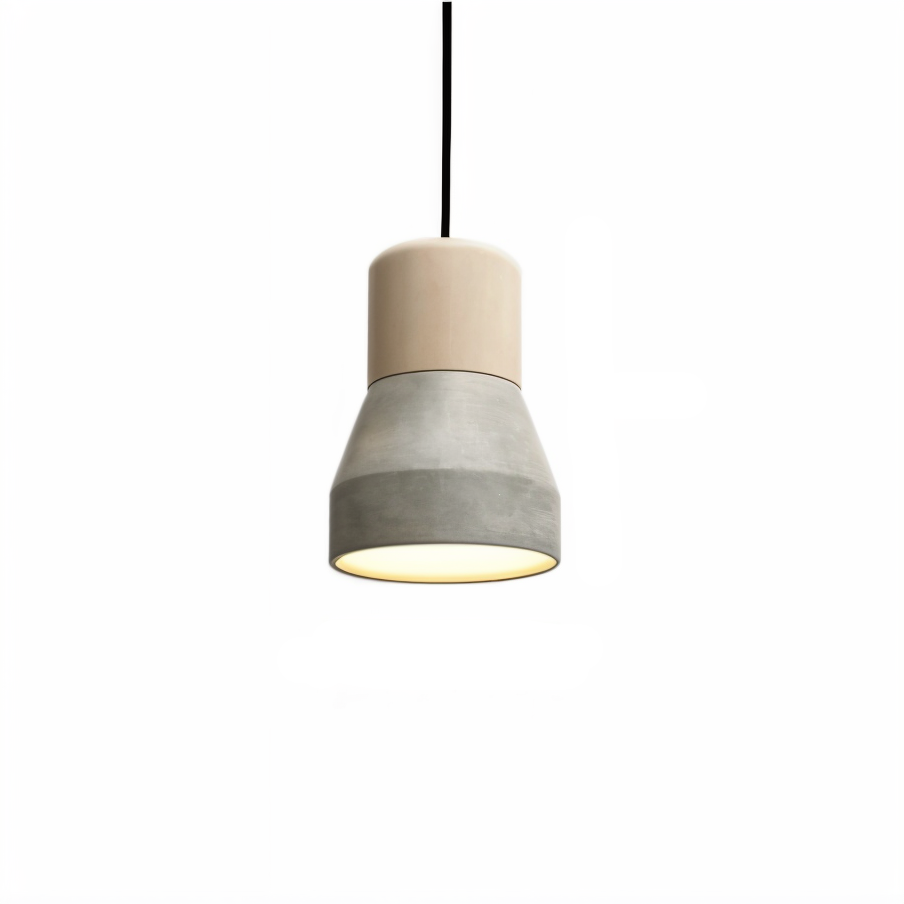 Moderne Pendelleuchte – Verstellbare Leuchte mit Holz- und Betonelementen