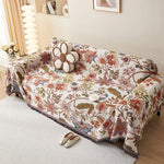 Elegante Decke mit Floral Design und Rustikalen Fransen