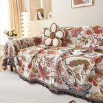 Elegante Decke mit Floral Design und Rustikalen Fransen