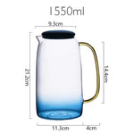 Blue glass jug set with matching drinking glass