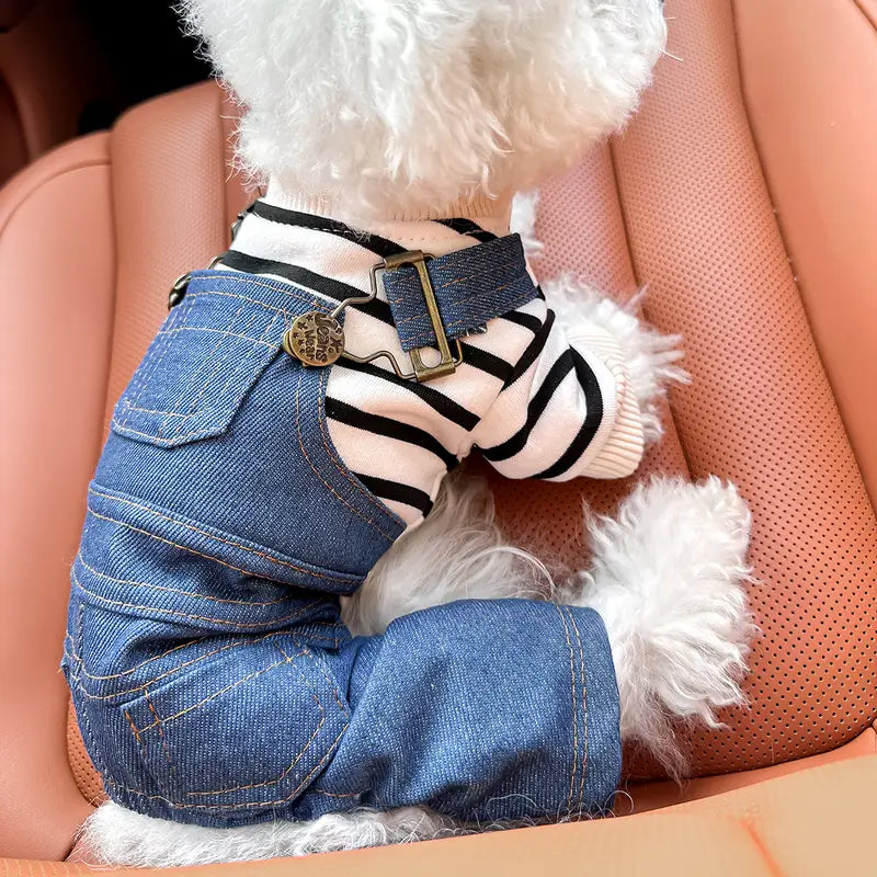 BlueBark | Modische gestreifte Jeansjacke für Hunde