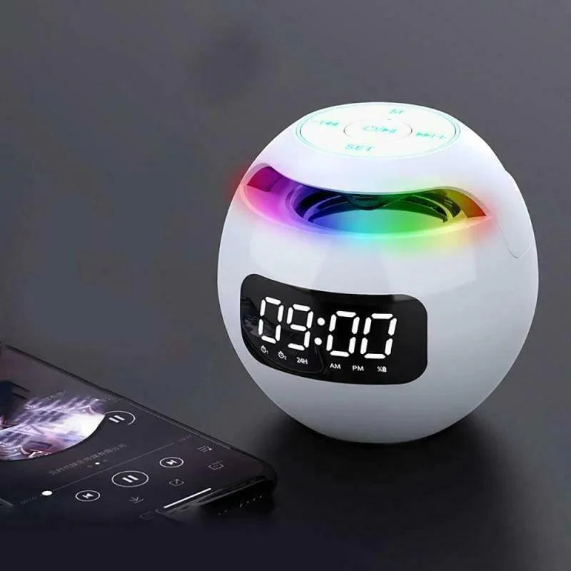 Bluetooth Lautsprecher-Wecker mit LED Nachtlicht und 2200mAh Akku – Multifunktionales Sound-System