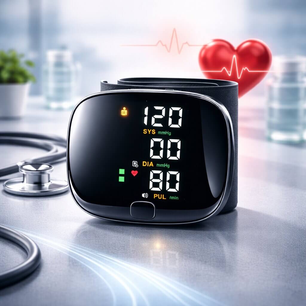 Wrist Blood Pressure Monitor with Voice Function and Touchscreen