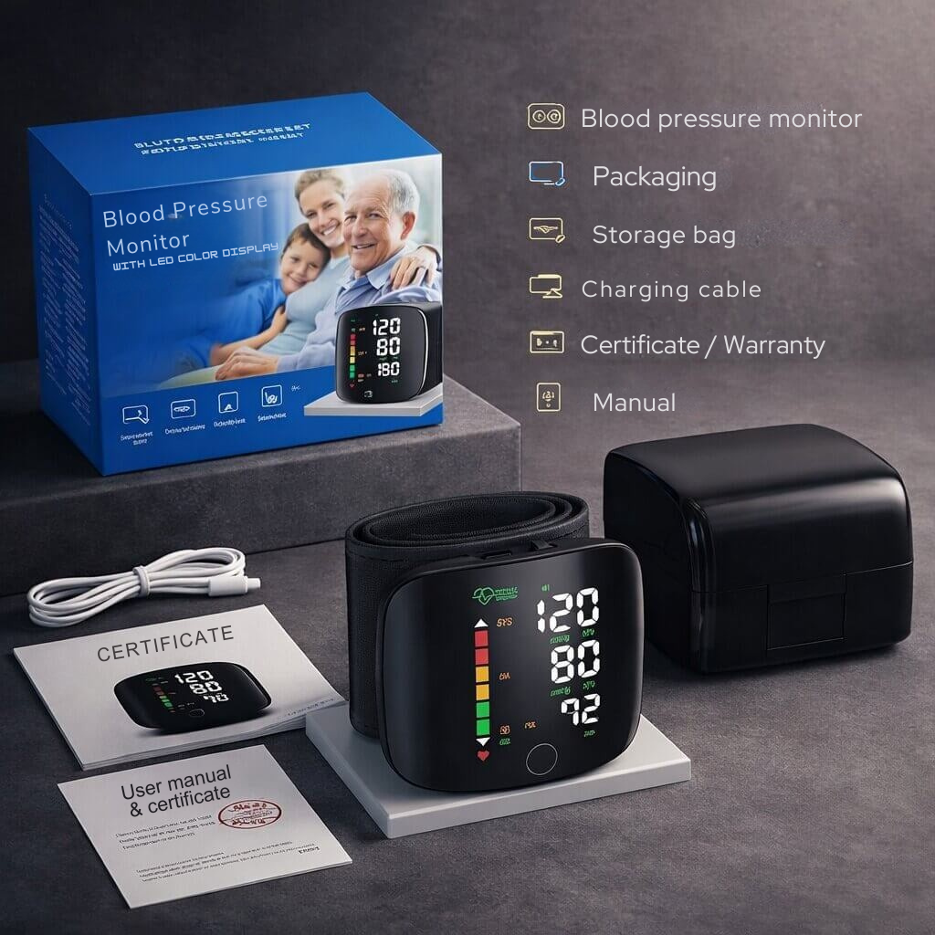 Wrist Blood Pressure Monitor with Voice Function and Touchscreen