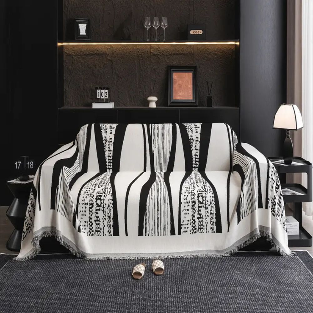 Elegantes Bohème-Fransen-Sofaüberwurf aus Mikrofaser