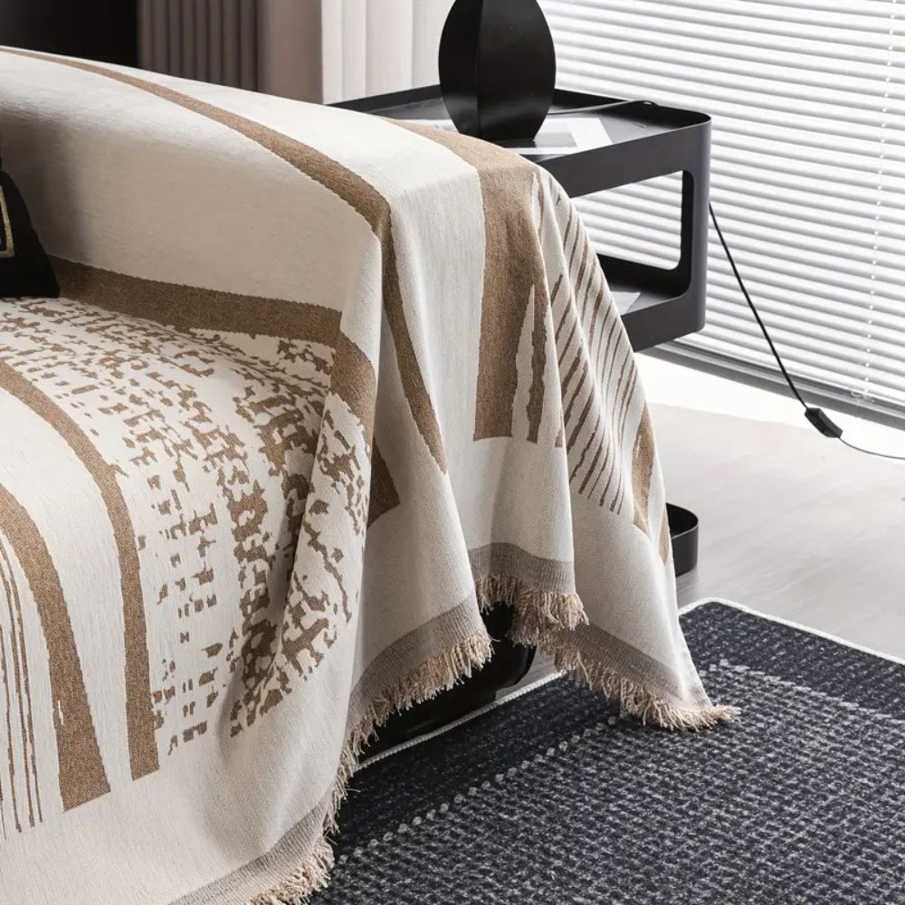 Elegantes Bohème-Fransen-Sofaüberwurf aus Mikrofaser